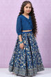 Blue Art Silk Flared Lehenga Set image number 5