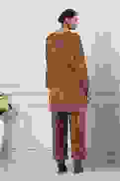 Ochre Yellow Polyester Printed Kurta Pants Set image number 4