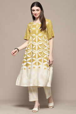 Ochre Rayon Straight Kurta Set image number 0