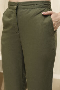 Olive Green Solid Straight Co-ord Set image number 5
