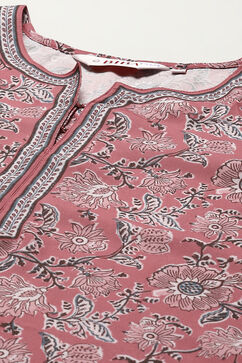 Rose Pink Polyester Straight Printed Kurti image number 1