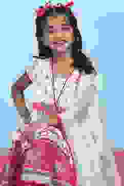 White Cotton Printed Tiered Suit Set image number 7