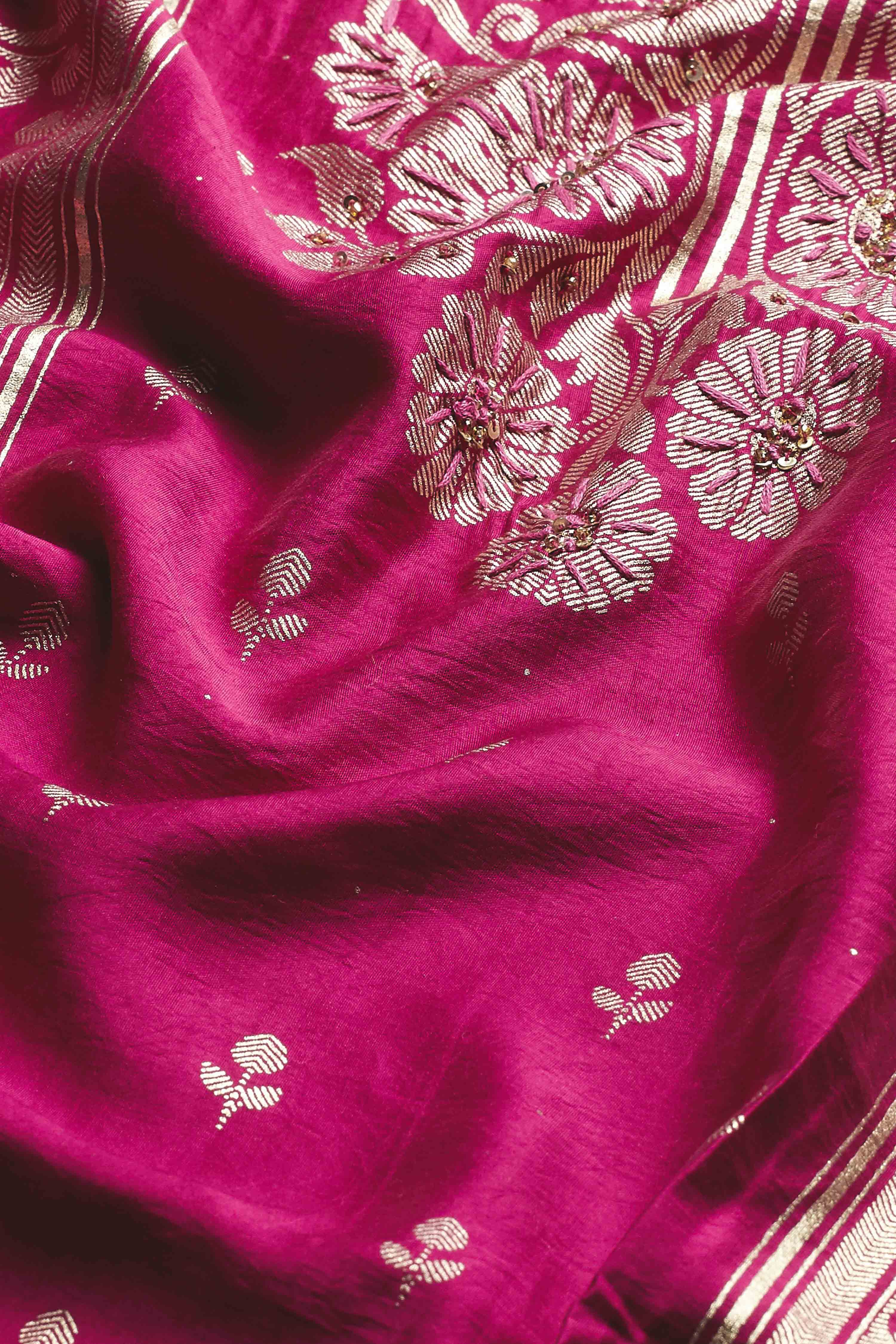Magenta Pink Viscose Blend Straight Suit Set image number 3