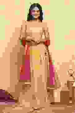 Yellow Polyester Lehenga Set image number 6