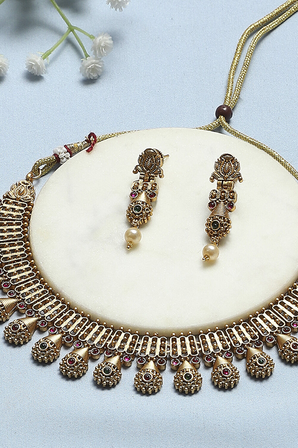 Red Green Alloy Necklace Set image number 4