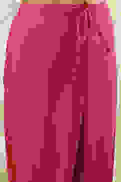 Coral-Red Silk Chanderi Gathered Suit Set image number 2