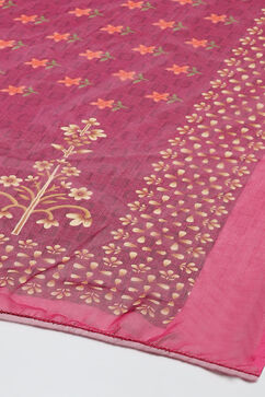 Dark Pink Cotton Blend Digital Print Unstitched Suit Set image number 5