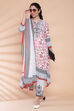 Off White Viscose Straight Kurta Pant Suit Set image number 0