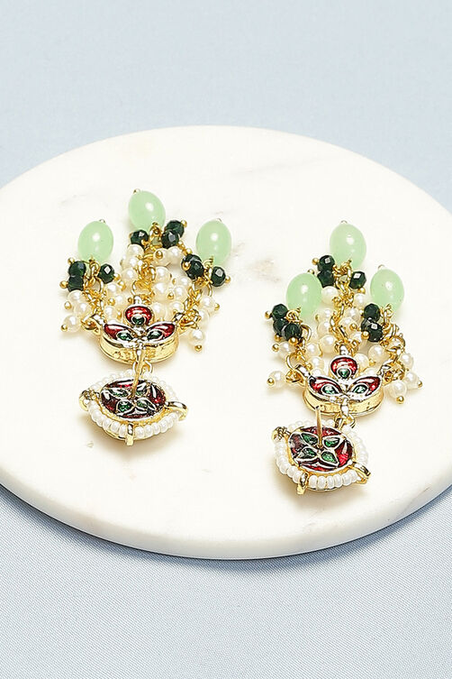 Mint Green Kundan Earrings image number 2