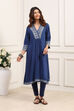 Indigo Viscose Rayon A-Line Kurta image number 5