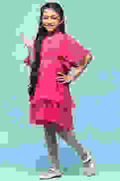 Pink Chiffon Dobby Tiered Dress image number 2