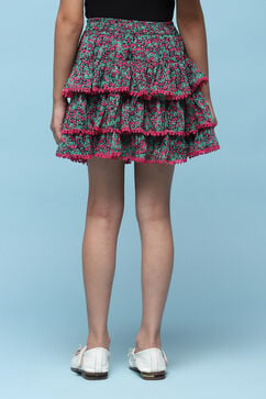 Blue Polyester Printed Short Skirt image number 4