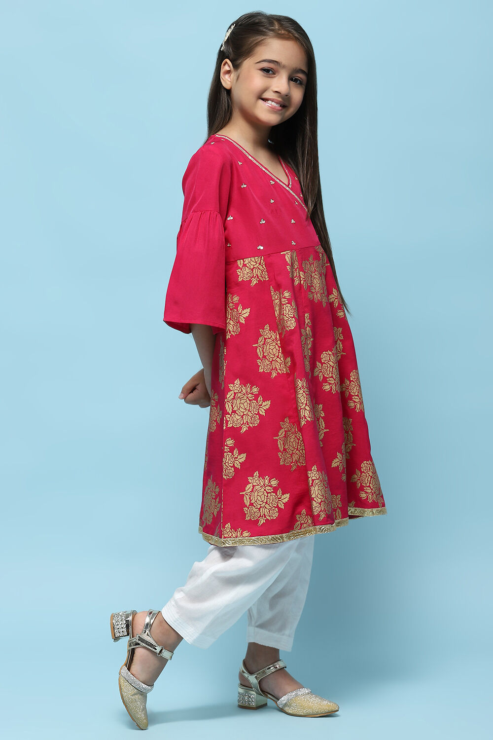 Pink Cotton Short Kurti image number 5