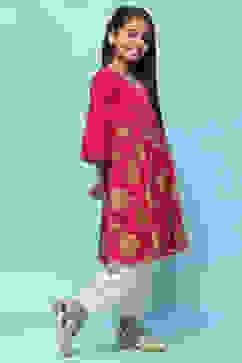 Pink Cotton Short Kurti image number 5