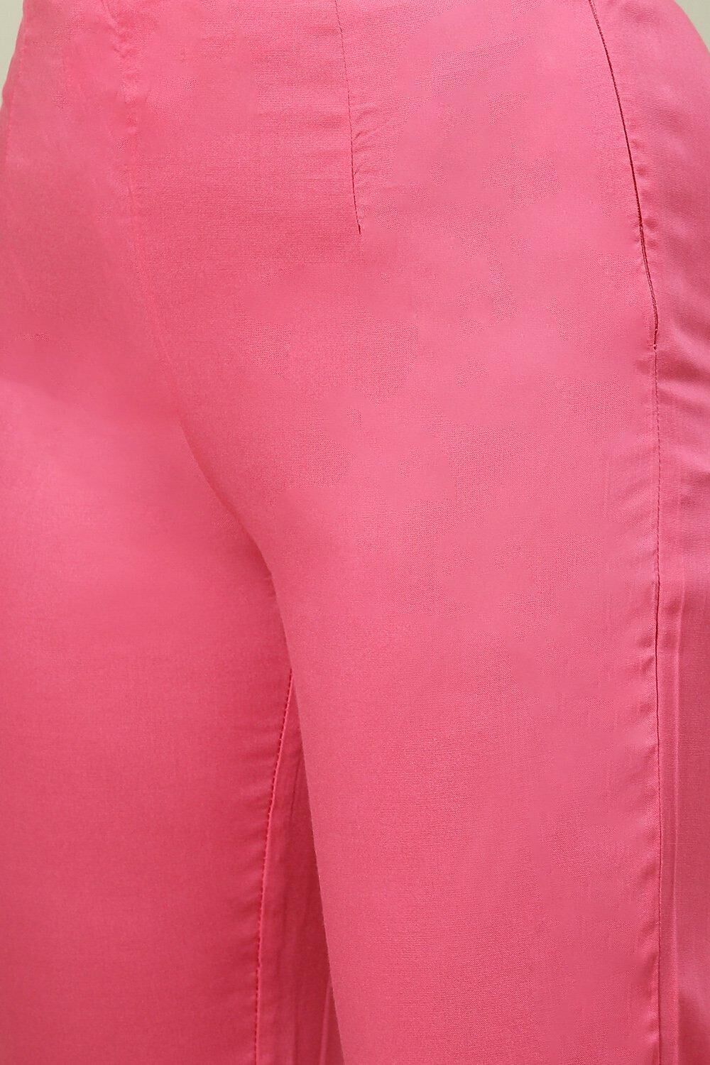 Pink Printed Straight Kurta Slim Pant Suit Set image number 2