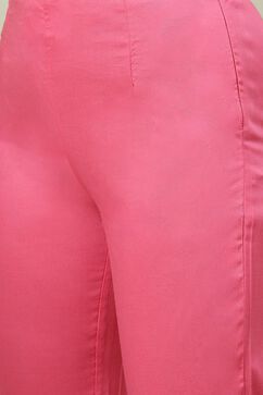 Pink Printed Straight Kurta Slim Pant Suit Set image number 2