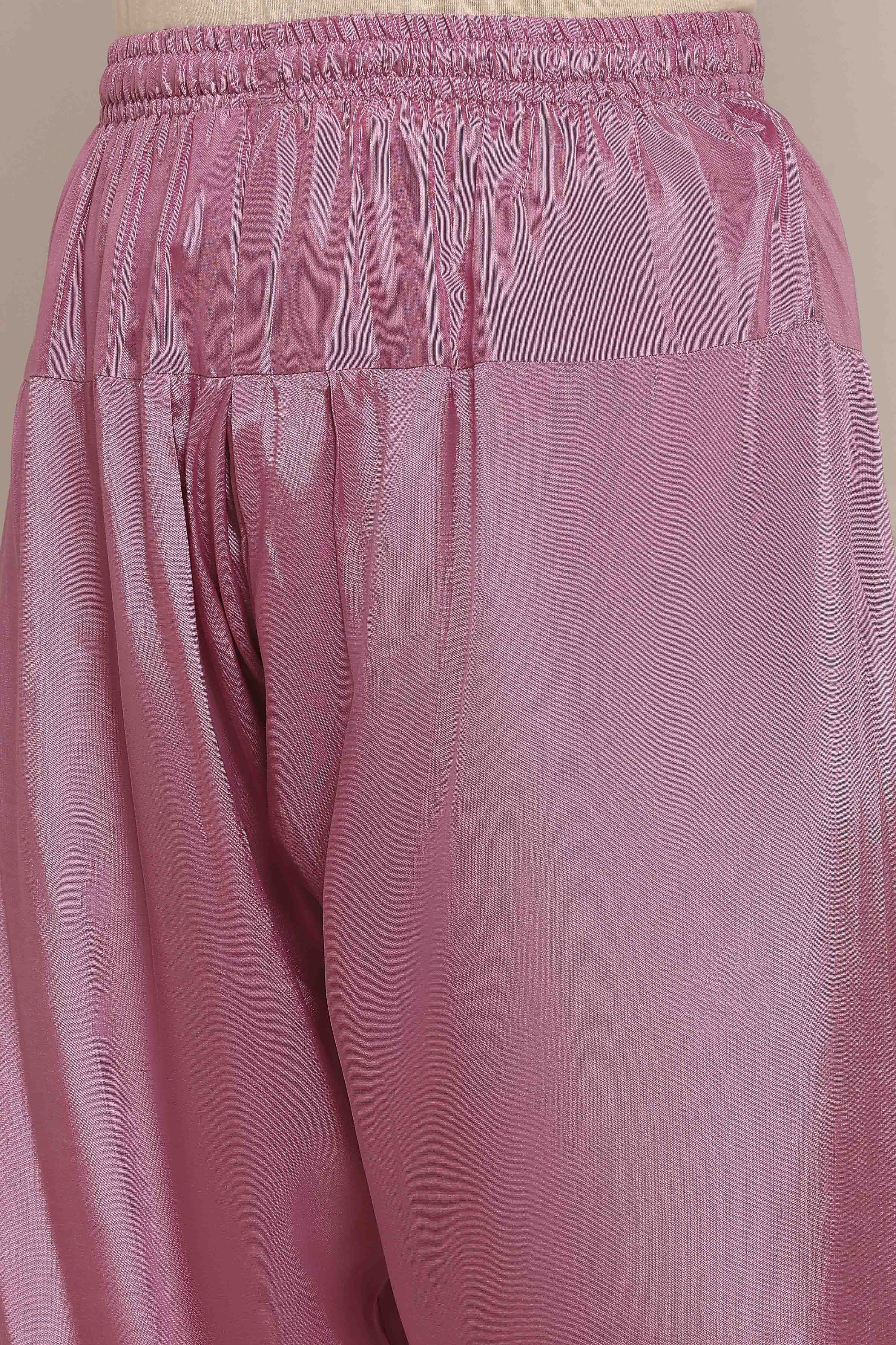 Pink Viscose Shantoon Embroidered Straight Suit Set image number 2