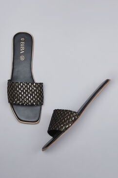 Black Sequin Embellished Slides image number 2