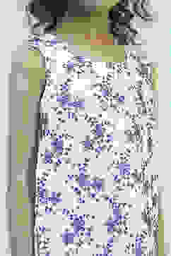 White and Blue Cotton Embroidered Straight Kurta Set image number 1