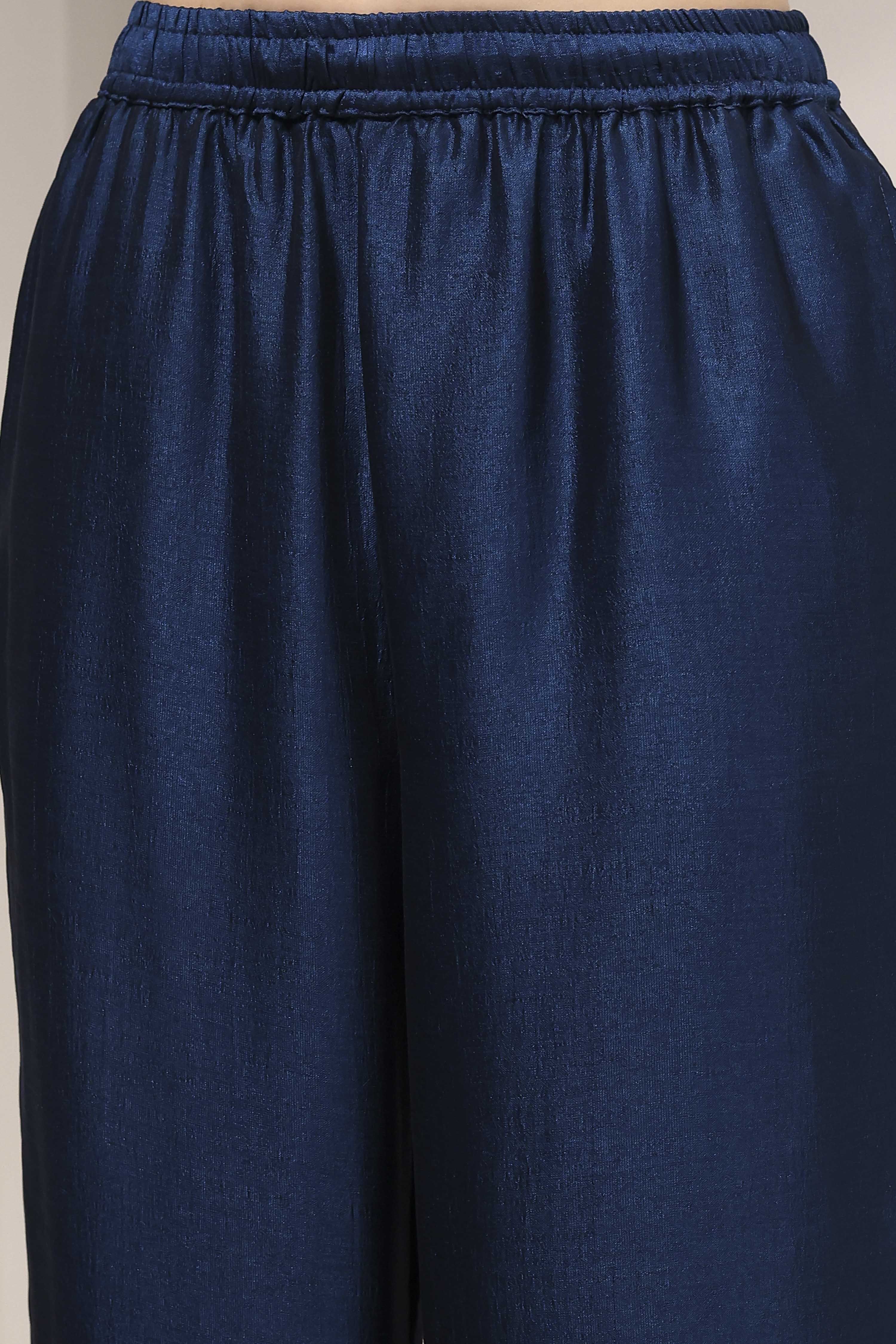 Blue Self-Designed Straight Kurta Set image number 2