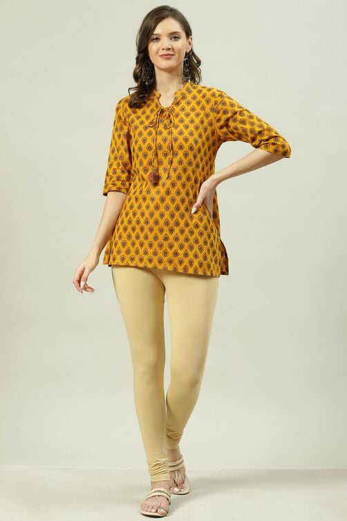 Beige Cotton Blend Solid Churidar image number 5