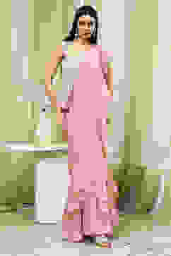 Nude-Colored Peplum Pre-Draped Saree image number 6