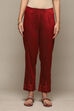 Maroon Viscose Yarndyed Narrow Pant image number 5