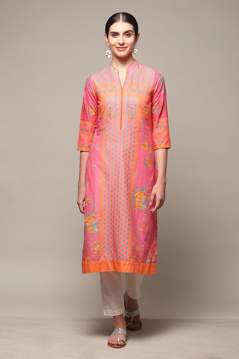 Green Cotton Straight Printed Kurta image number 5