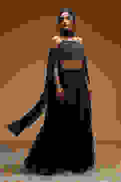 Black Art Silk Regular Lehenga Set image number 5