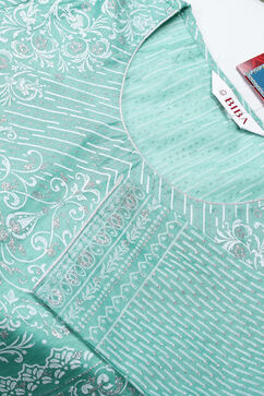 Mint Poly Cotton Double Layered Printed Kurta image number 1