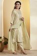 Pista Green Viscose Blend Yoke Design Straight Kurta Set image number 4