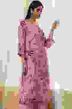 Pink Modal Floral Printed Straight Kurta Set image number 7