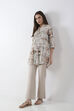 Beige Viscose Blend Flared Pants image number 0