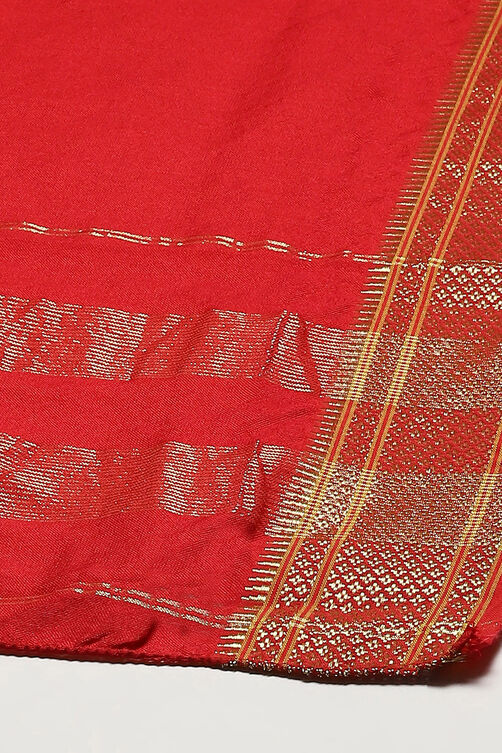 Yellow Cotton Handloom Unstitched Suit Set image number 4