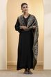 Green Black Poly Floral Banarasi Dupatta image number 4