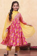 Pink Polyester Printed Tiered Suit Set image number 0