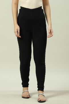 Black Acrylic Woollen Pants image number 5