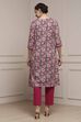 Pink Cotton Floral Printed Straight Kurta image number 3