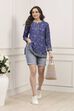 Blue Polyester Printed Straight Kurti image number 0