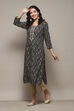 Black Rayon Straight Printed Kurta image number 1