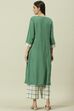 Sap Green Solid Rayon Straight Kurta Palazzo Suit Set image number 4