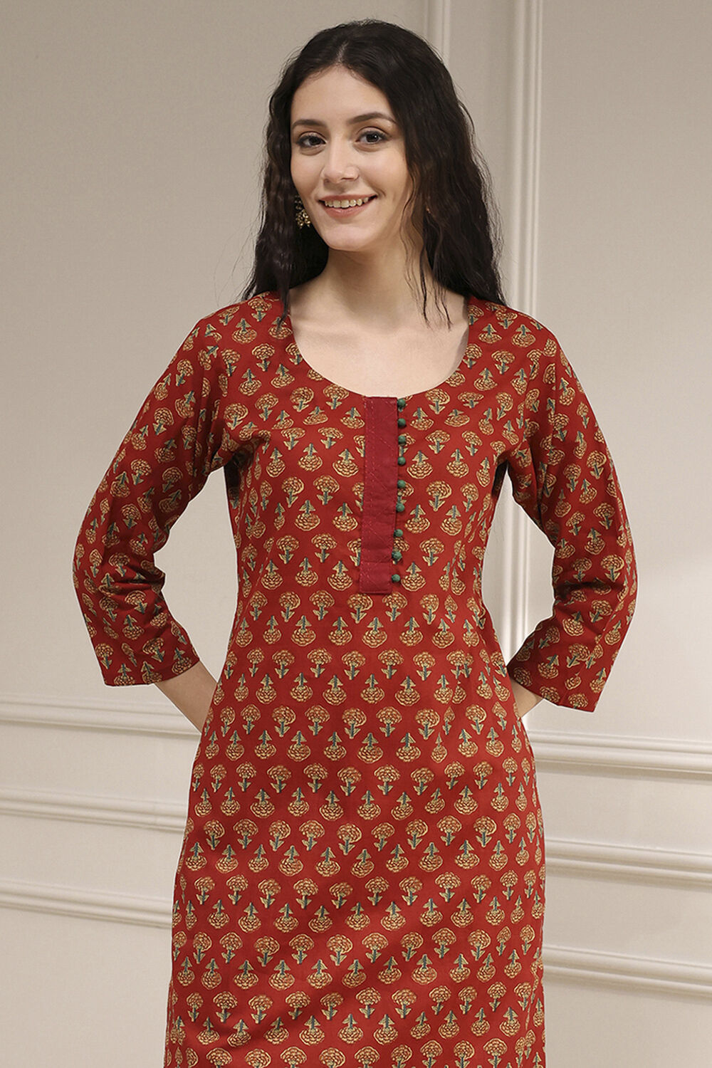 Blue Cotton Screen Print Unstitched Suit Set image number 2