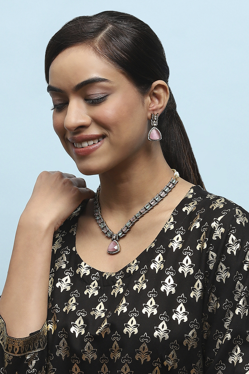 Pink-Green Brass Drop & Danglers image number 1