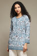 Sky Blue Art Silk Straight Printed Kurti image number 2