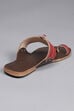 Cherry Red & Dark Brown Leather Kolhapuri Sandals image number 5