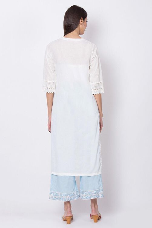 White Relaxed Kurta Palazzo Suit Set image number 4
