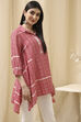 Coral Red Printed Asymmetric Short Kurta image number 2