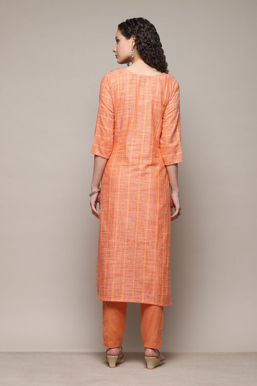 Peach Cotton Woven Unstitched Suit Set image number 5