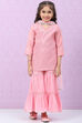 Pink Art Silk Straight Kurta Sharara Suit Set image number 0