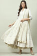 Off White Cotton Anarkali Kurta Lehenga Suit Set